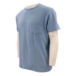 Tailor-made solid color T-shirt Design haze blue fabric T-shirt Chest pocket design Chest pocket embroidered logo design Round neck T-shirt T1067 Tailor-made solid color T-shirt Design haze blue fabric T-shirt Chest pocket design Chest pocket embroidered logo design Round neck T-shirt T1067